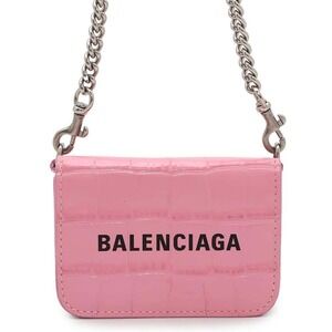 Balenciaga Chain Wallet Tri fold Crocodile Leather
